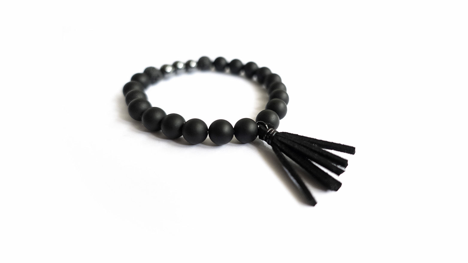 Mystic Black Tassel Bead Bracelet