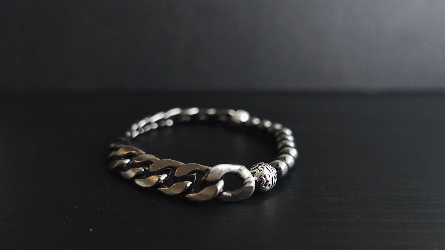 Gunmetal Beaded Hybrid Chain Bracelet