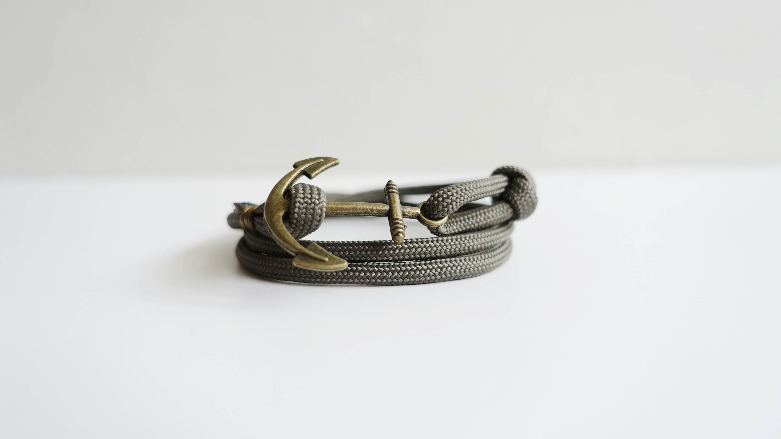 Military Green Rope Brass Anchor Bracelet