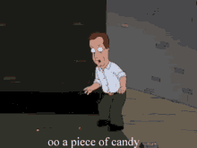 Family Guy Gif when they lure James Woods with candy "OOh! Piece of candy!"