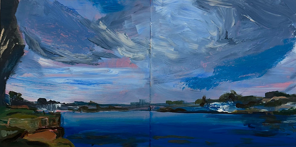 Always, and the distance (Chiswick Wharf, Wangal Land)  diptych - Amber Johnston