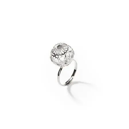 Blumenkäfig | Ring, rhodiniert