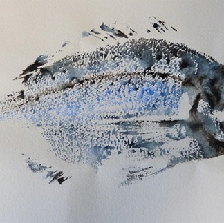 L'empreinte de dorade a été réalisée à l'aquarelle