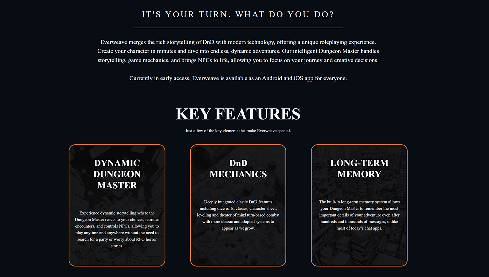 Everweave's advertised features which are all mostly lies