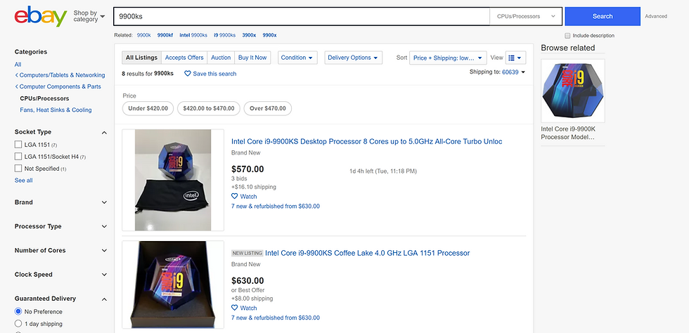 Ebay i9-9900KS CPU Listing
