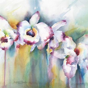 Original Watercolor painting of Dendrobium 2 in the Flowers collection. This painting is For Sale.