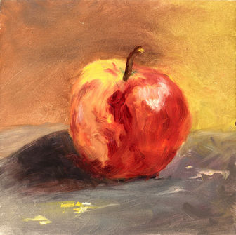 Original Oil painting of Honeycrisp Apple in the Still Life collection. This painting is For Sale.