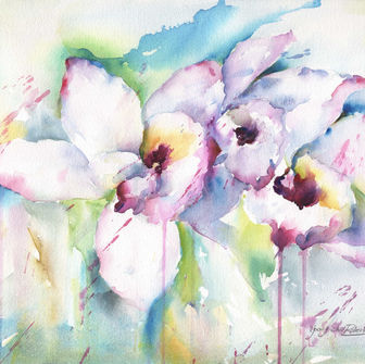 Original Watercolor painting of Dendrobium in the Flowers collection. This painting is For Sale.