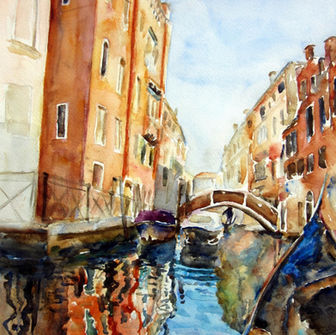 Original Watercolor painting of Reflection in the Italy collection. This painting is Sold.