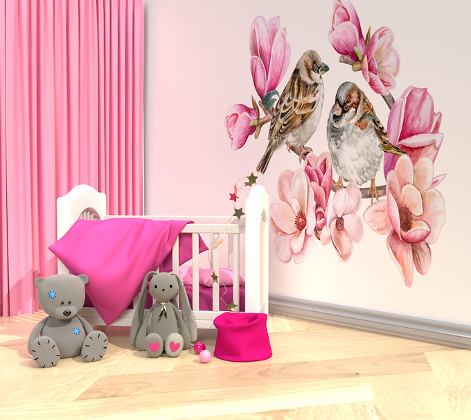 babykamer muursticker musjes