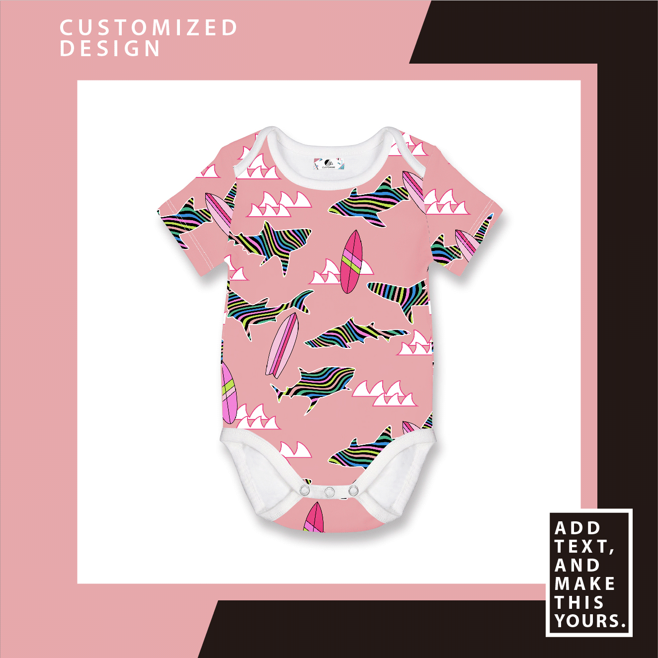 Pink Doo Doo Rainbow Shark - Romper