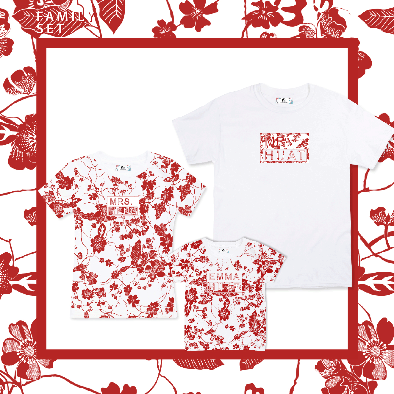 Red & White Porcelain Family Set