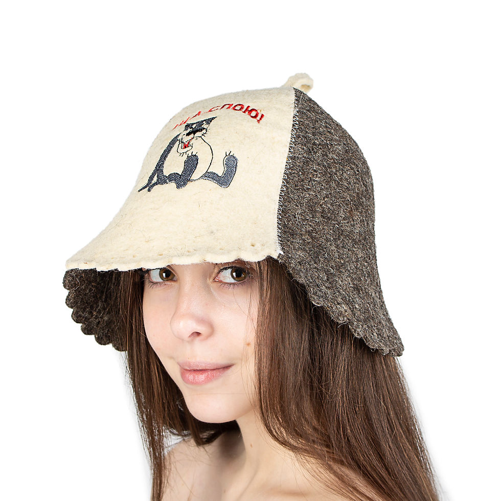 Thumbnail: Ukrainian Wool Sauna Hat I'll Sing Right Now for Sauna Banya Bath House
