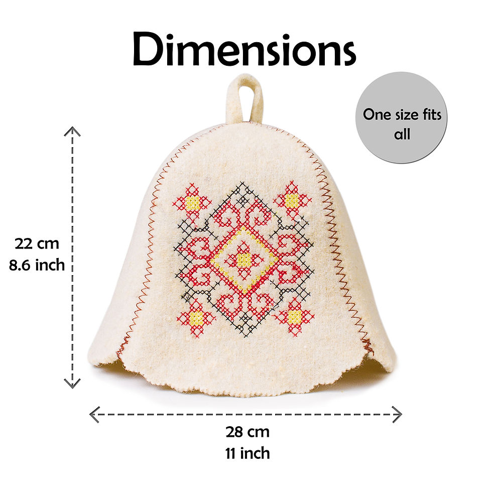 Thumbnail: Wool Sauna Hat for Men Ukrainian Ornament