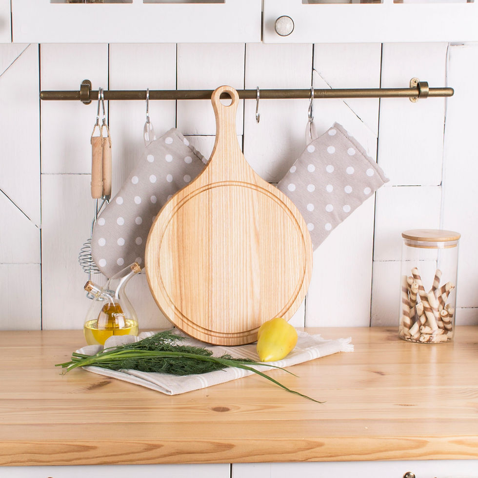 Thumbnail: 7.5x11.8’’ Wooden Circle Cutting Board with Handle for Kitchen