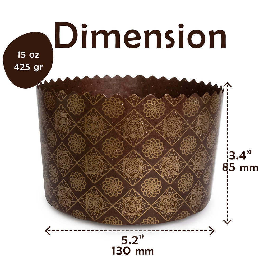 Thumbnail: 15 oz Round Panettone Paper Mold Golden-Bird Brown Design - 12 Pack
