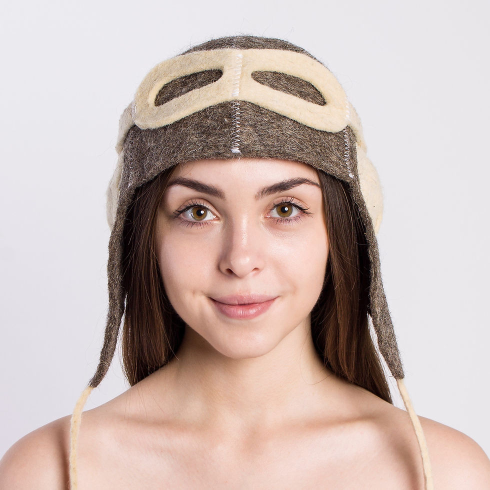 Thumbnail: Wool Sauna Hat Embroidered Pilot