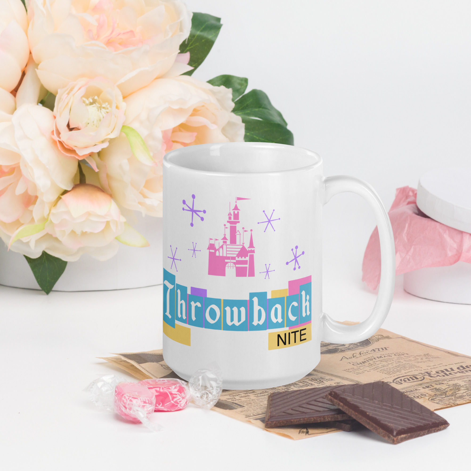 Pinks Throwback Nite White glossy mug