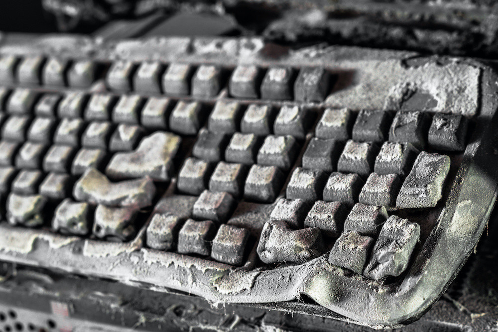Burnt computer keyboard facilities management cleaning