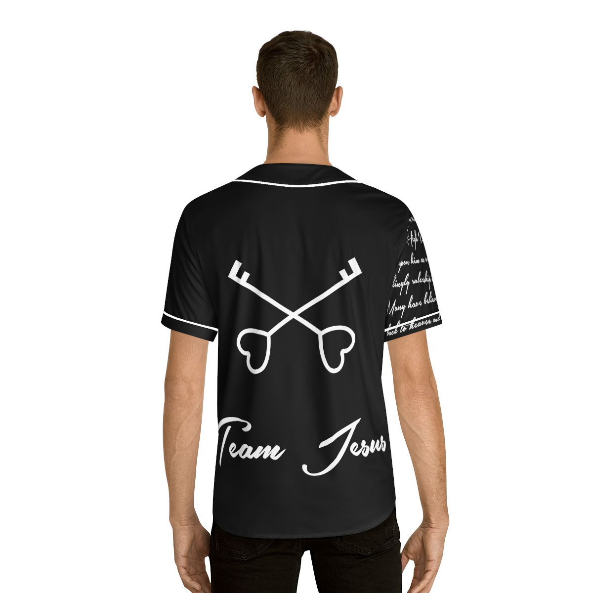 Team Jesus 1 Timothy 3:16 Men's Baseball Jersey (AOP)