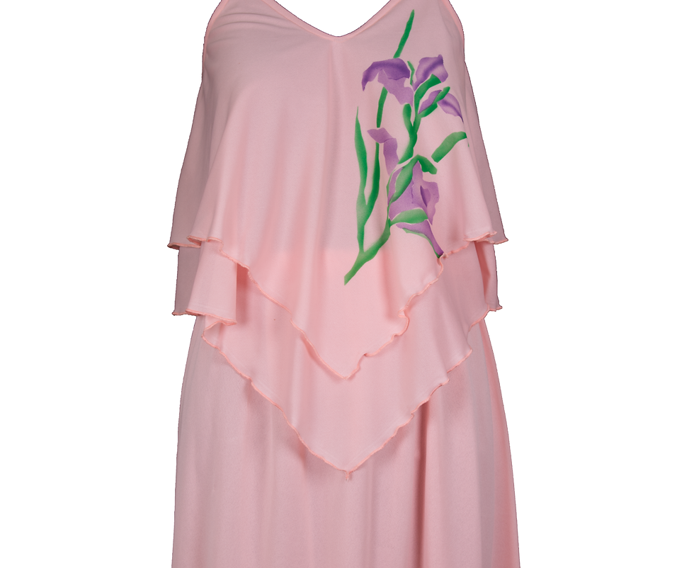 Thumbnail: 1970's Pink Two Piece w/Iris Floral Print