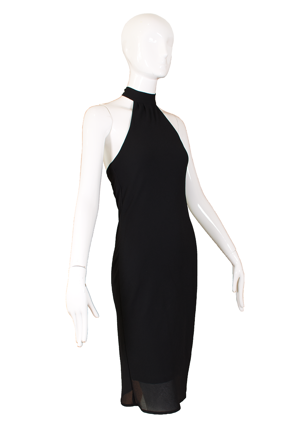Thumbnail: 1980's Abaci Sheer Black Halter Dress w/Built In Slip