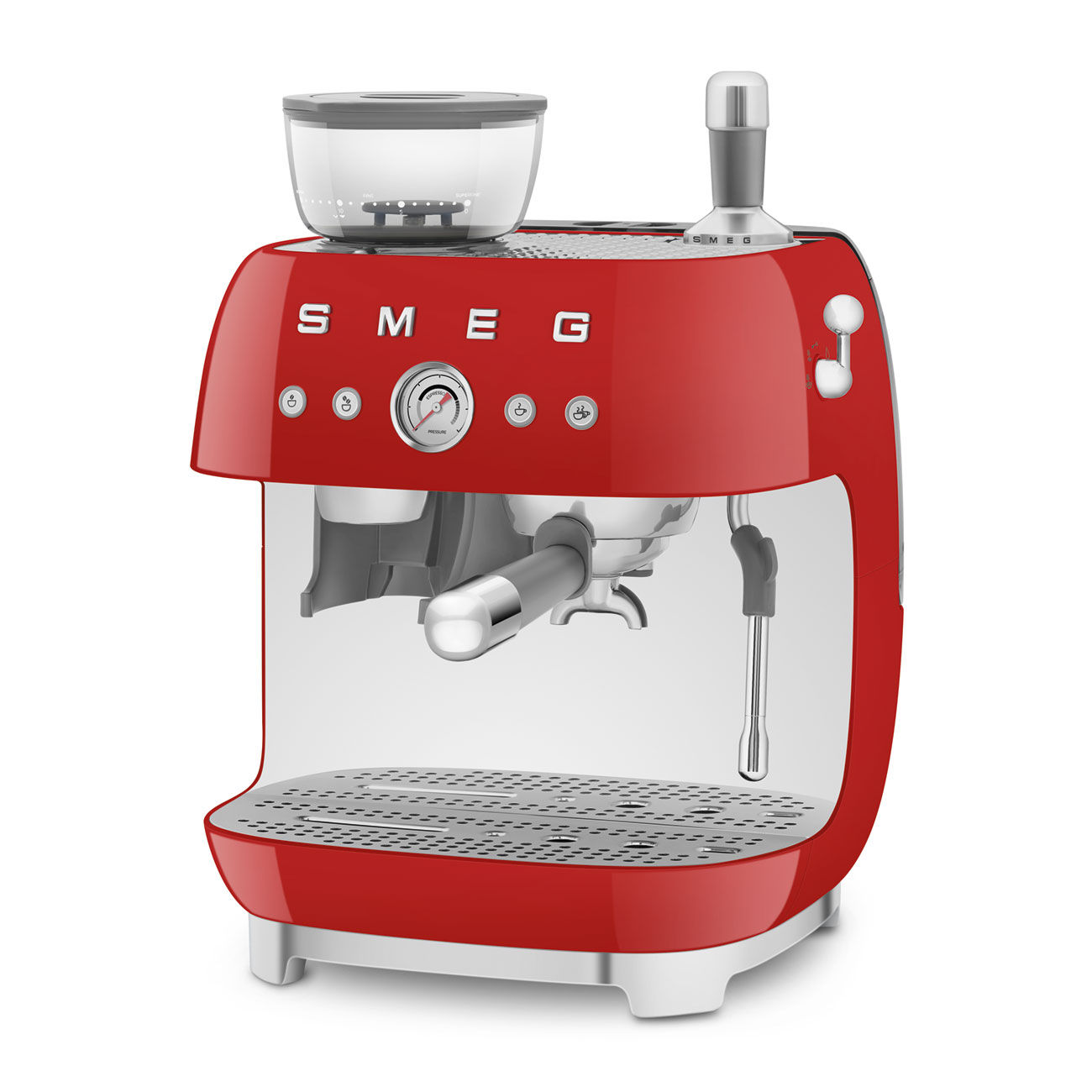 SMEG Espresso Coffee Machine with Grinder Red, 50's Style Aesthetic