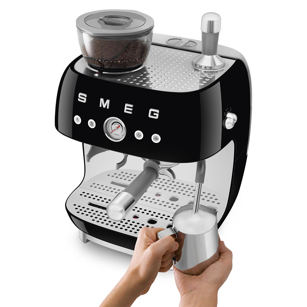 Thumbnail: SMEG Espresso Coffee Machine with Grinder Black, 50's Style Aesthetic