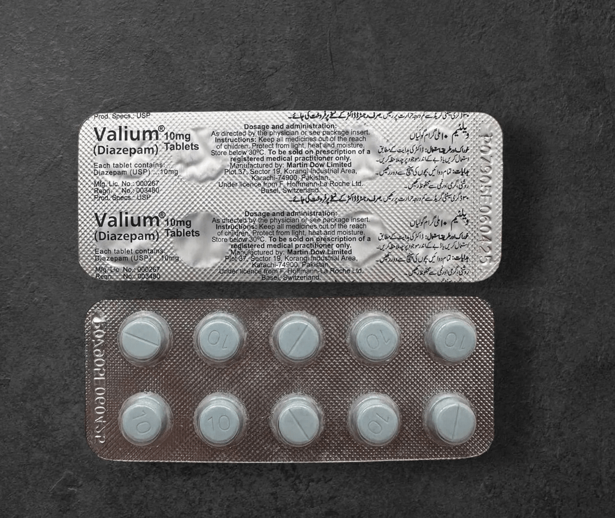 Valium 10mg (Diazepam) tablets in blister pack