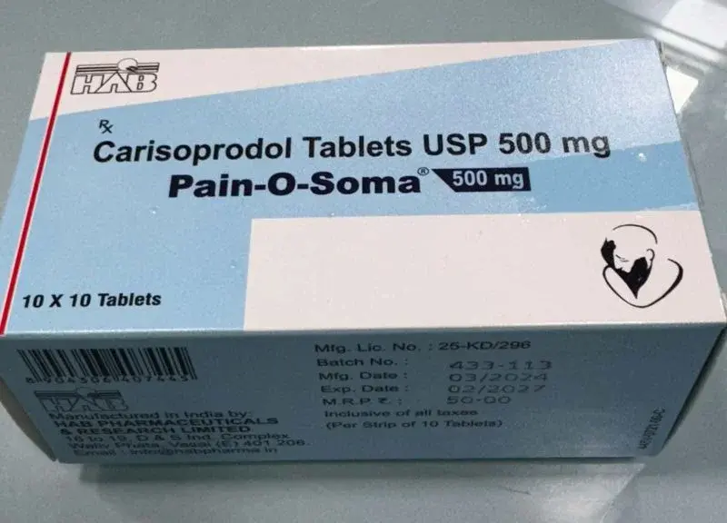 Pain-O-Soma Carisoprodol Tablets USP 500 mg box