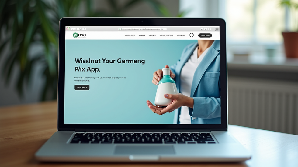 Eye-level view of a laptop screen showing an online pharmacy website