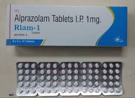 Alprazolam Rlam-1 1mg tablets box and blister packs
