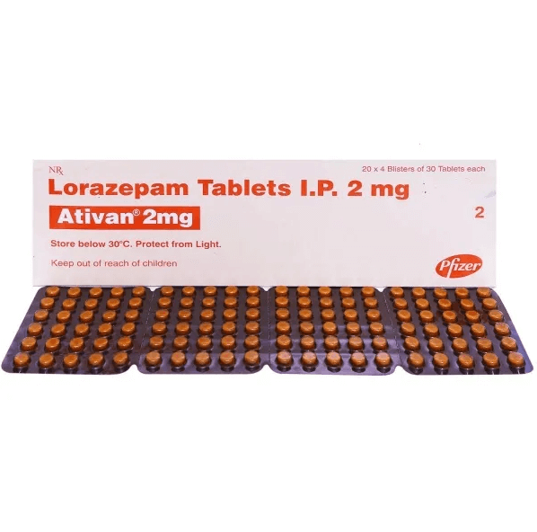 Ativan 2mg Lorazepam tablets in blister packs