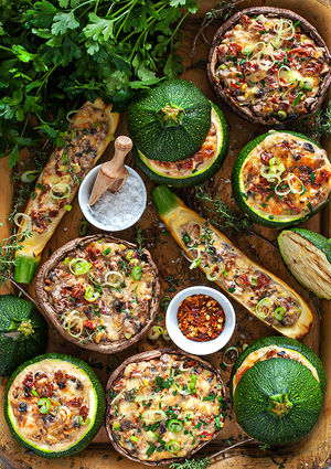 Mädchen grillen anders {gefüllte Zucchini und Champignons}