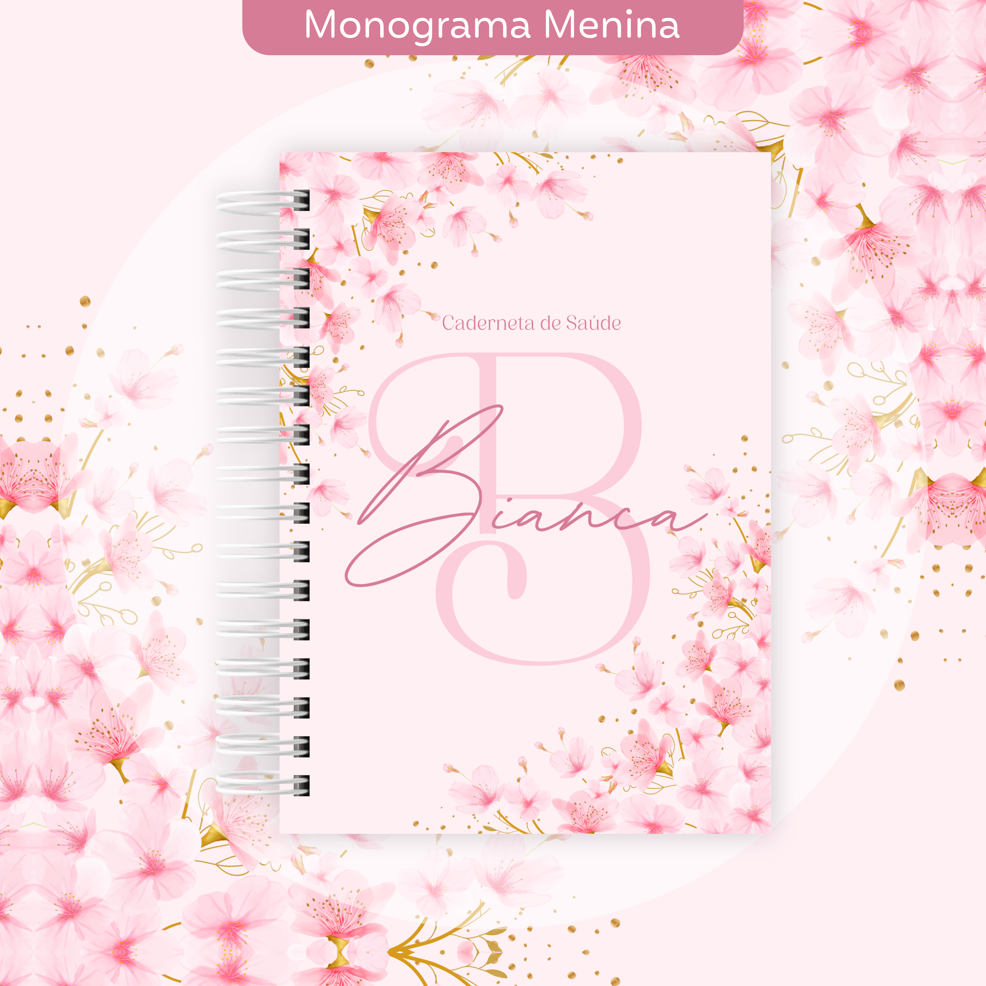 Caderneta de Saúde - Monograma Menina