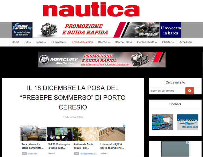 IL 18 DICEMBRE LA POSA DEL “PRESEPE SOMMERSO” DI PORTO CERESIO - Nautica.it