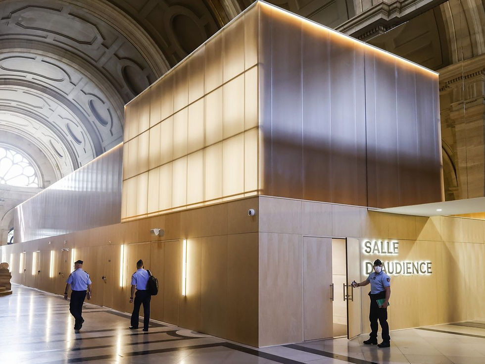 The specially designed courtroom, built to accommodate the unprecedented scale of the V13 trial and the large number of defendants.