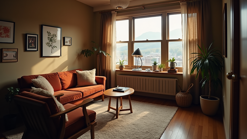 High angle view of a cozy podcasting space at Origin Studio