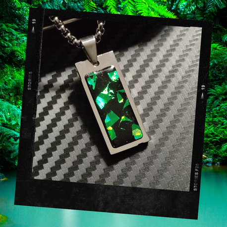 Collier switchable pour homme AIMANTIK, modèle artik de couleur argent et vert
