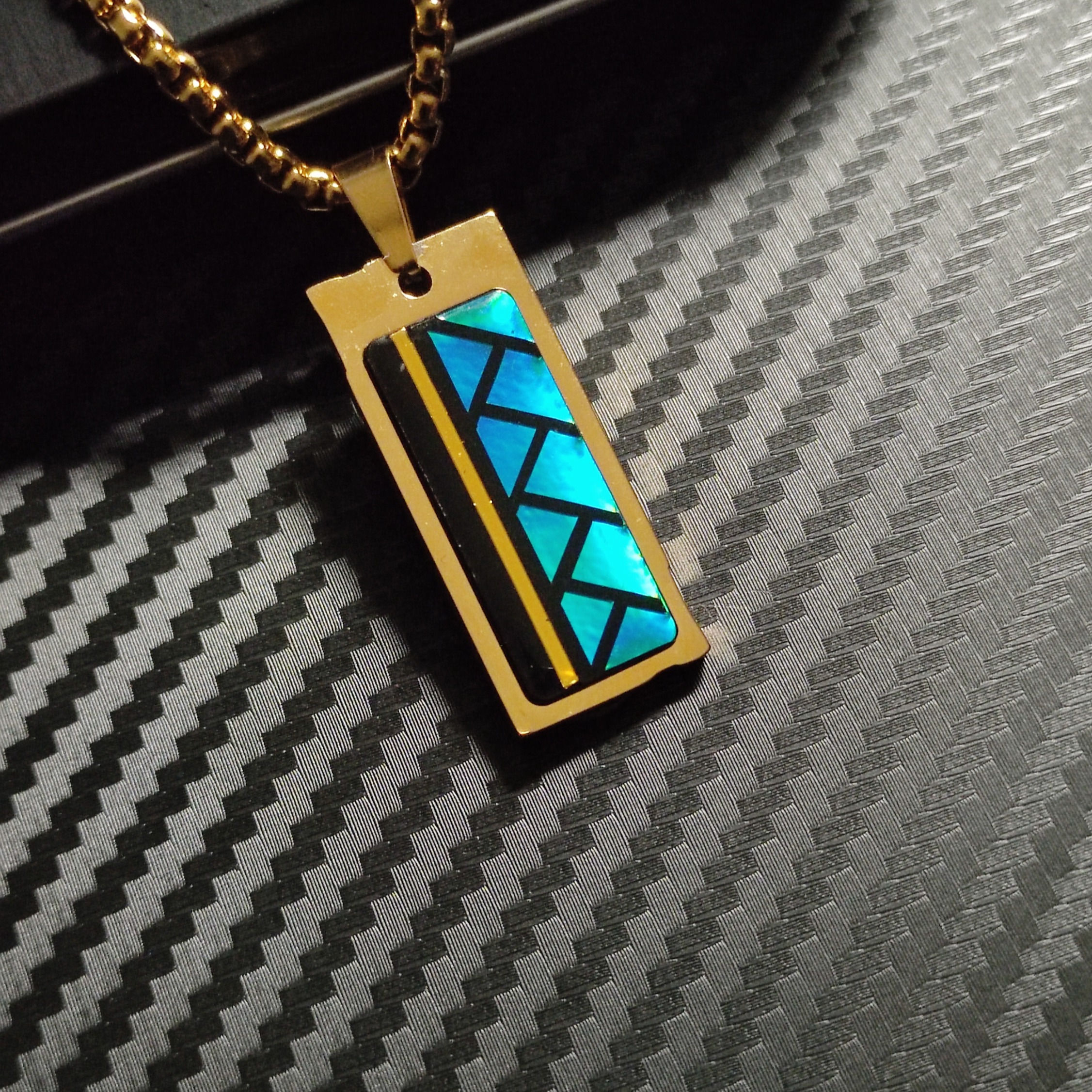 Switch pour collier interchangeable homme AIMANTIK modèle Opalik turquoise et or