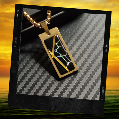 Collier switchable pour homme AIMANTIK, modèle aquatik de couleur or et noir