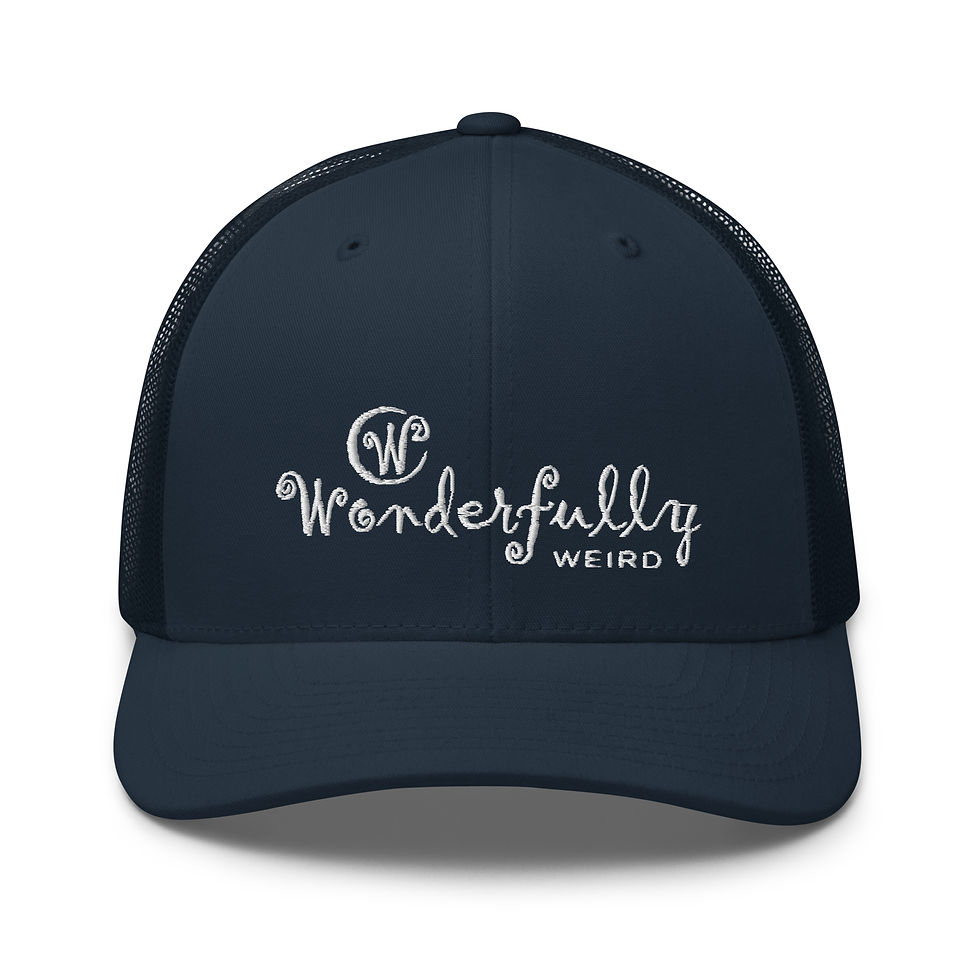 Thumbnail: Wonderfully Weird Snap Back Trucker Cap - White Logo