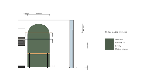 Technical drawing for a a rental apartment redesigned in industrial and boho style