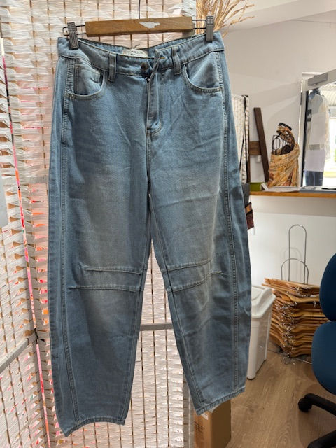 Thumbnail: Barrel Leg Jeans in Black or Light Denim