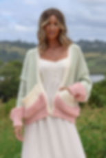 Besty Chunky Cardi in Soft Green/Soft Pink