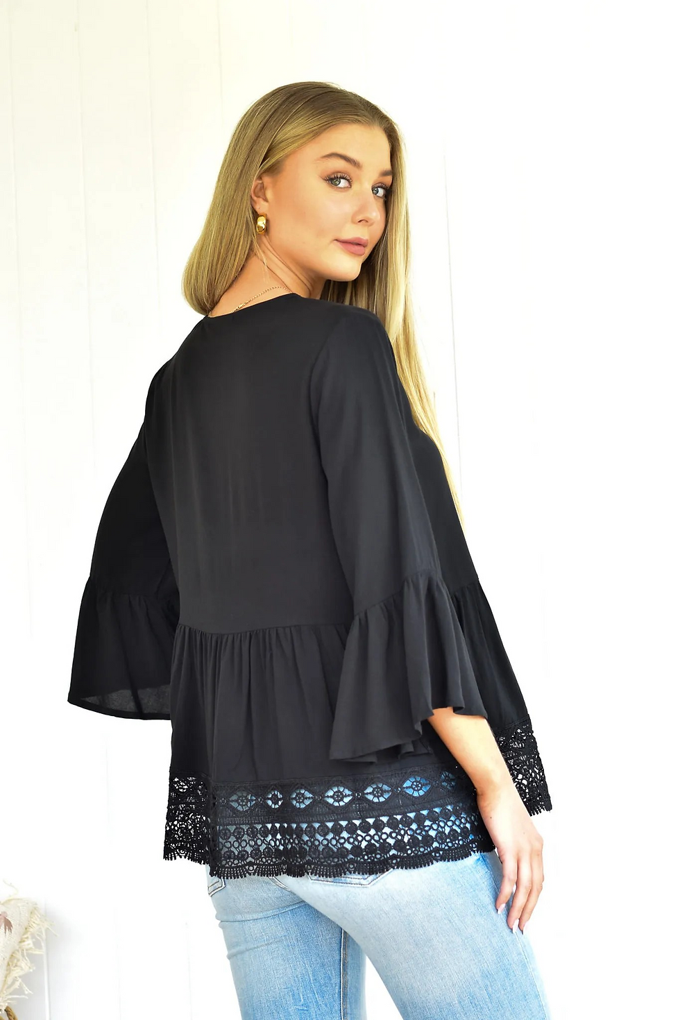 Thumbnail: pefectly flowing boho top in black or white