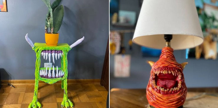 Icky Bah Koo is one of the newer artists to Soundgrowler and bringing some of the coolest decor, furniture and artwork to the event .