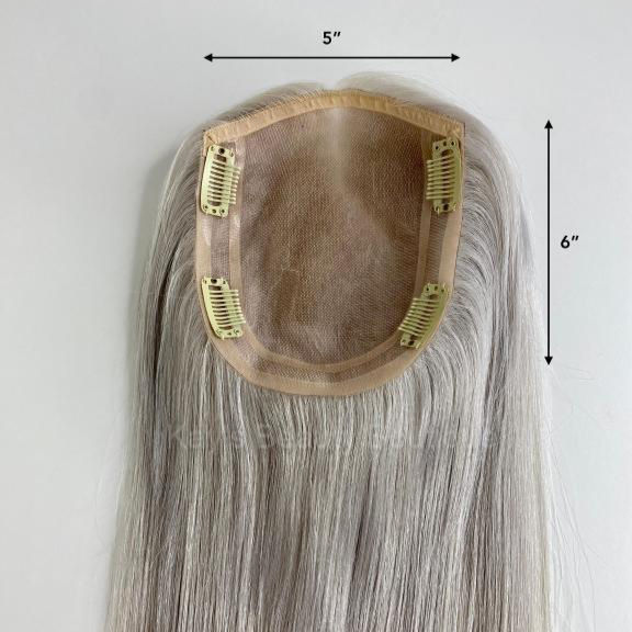 Thumbnail: #LightSilver Mono Hair Topper Large base