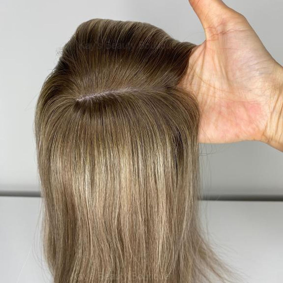 Thumbnail: #Balayage Ash Blonde & Ash Brown Mix Silk Base Hair Topper