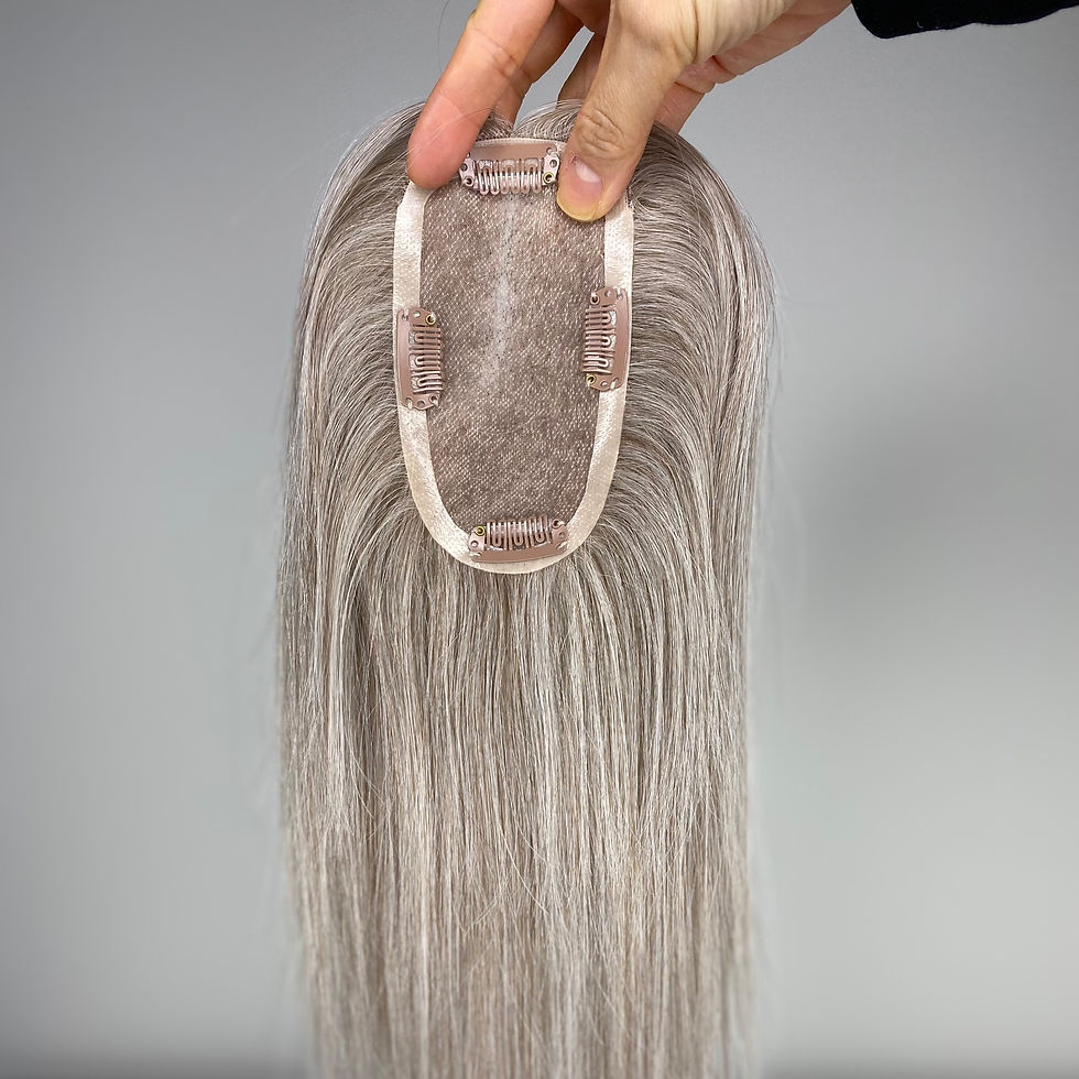 Thumbnail: #Silver/Ash Brown Mix Mono Hair Topper
